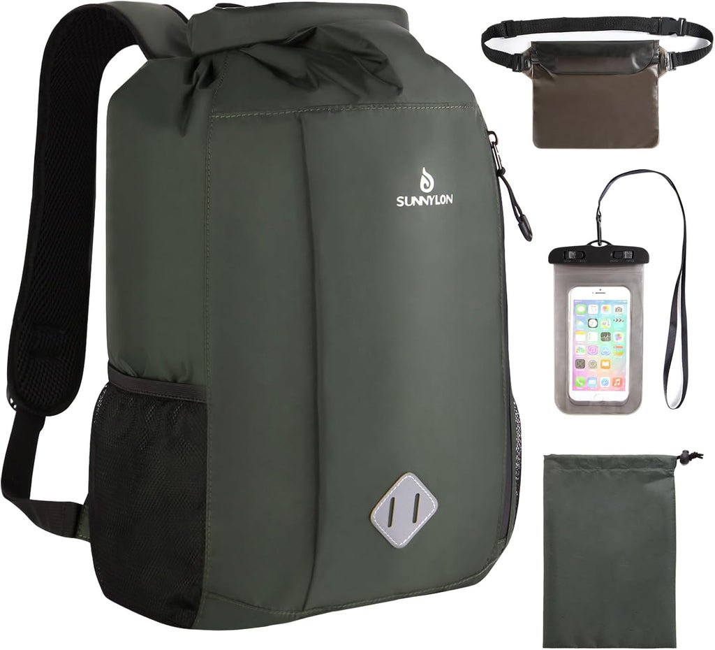 Dry Bag Rucksack 20L wasserdicht IPX8 Rolltop mit Handyhuelle fuer Kajak Strand Wa