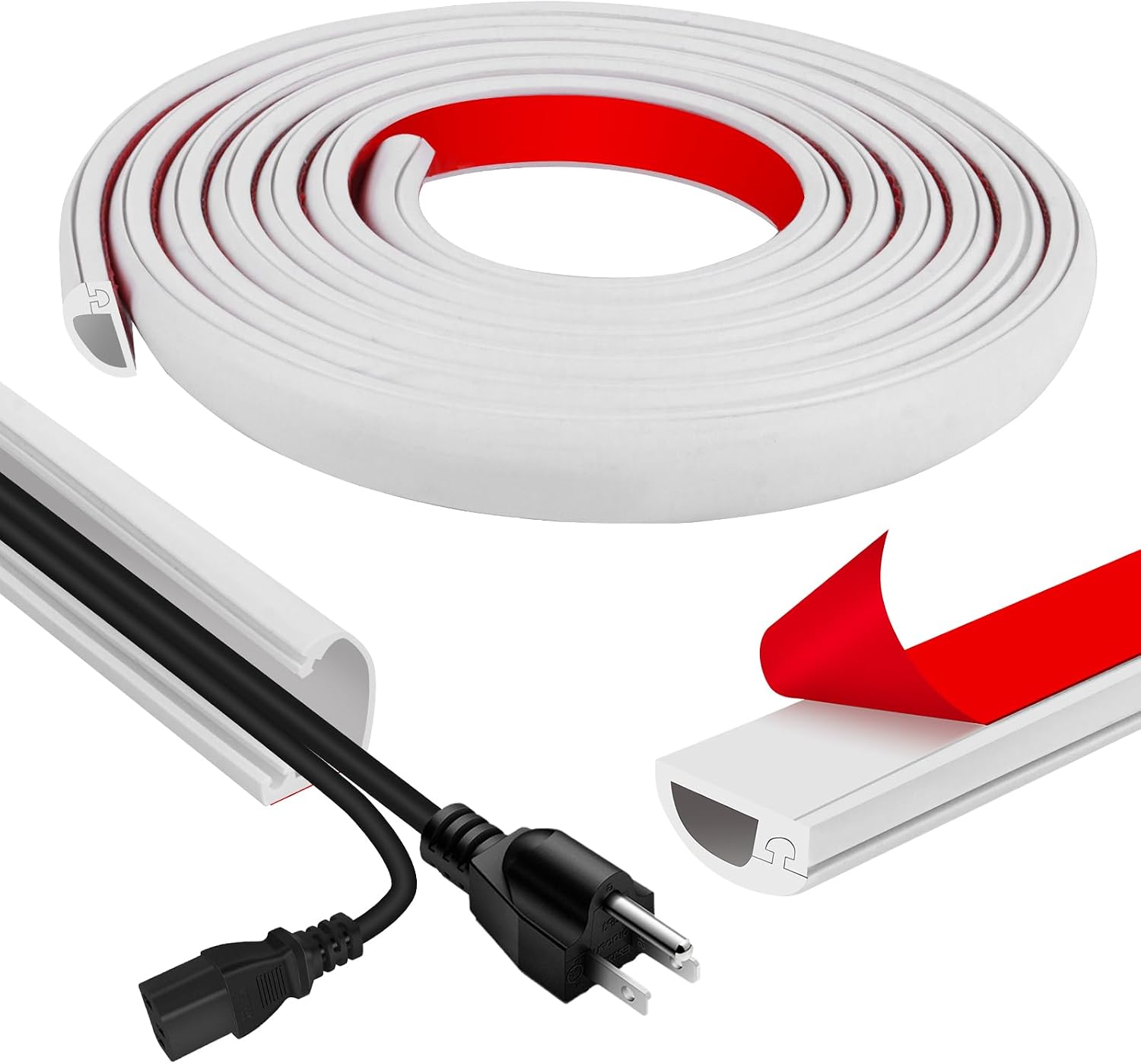 Selbstklebende halbrunde Kabelabdeckung flexibel fuer Wand Boden 1m-6m