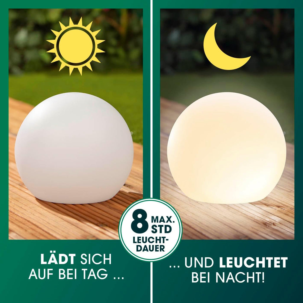 EASYmaxx Solar LED Kugelleuchte 3er-Set 12 Farben 5 Modi dimmbar 20cm-40cm