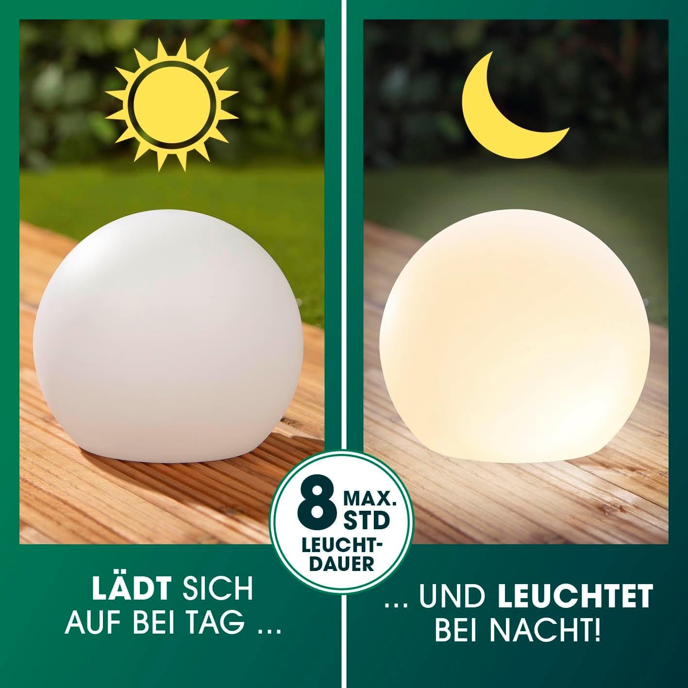 EASYmaxx Solar LED Kugelleuchte 3er-Set 12 Farben 5 Modi dimmbar 20cm-40cm