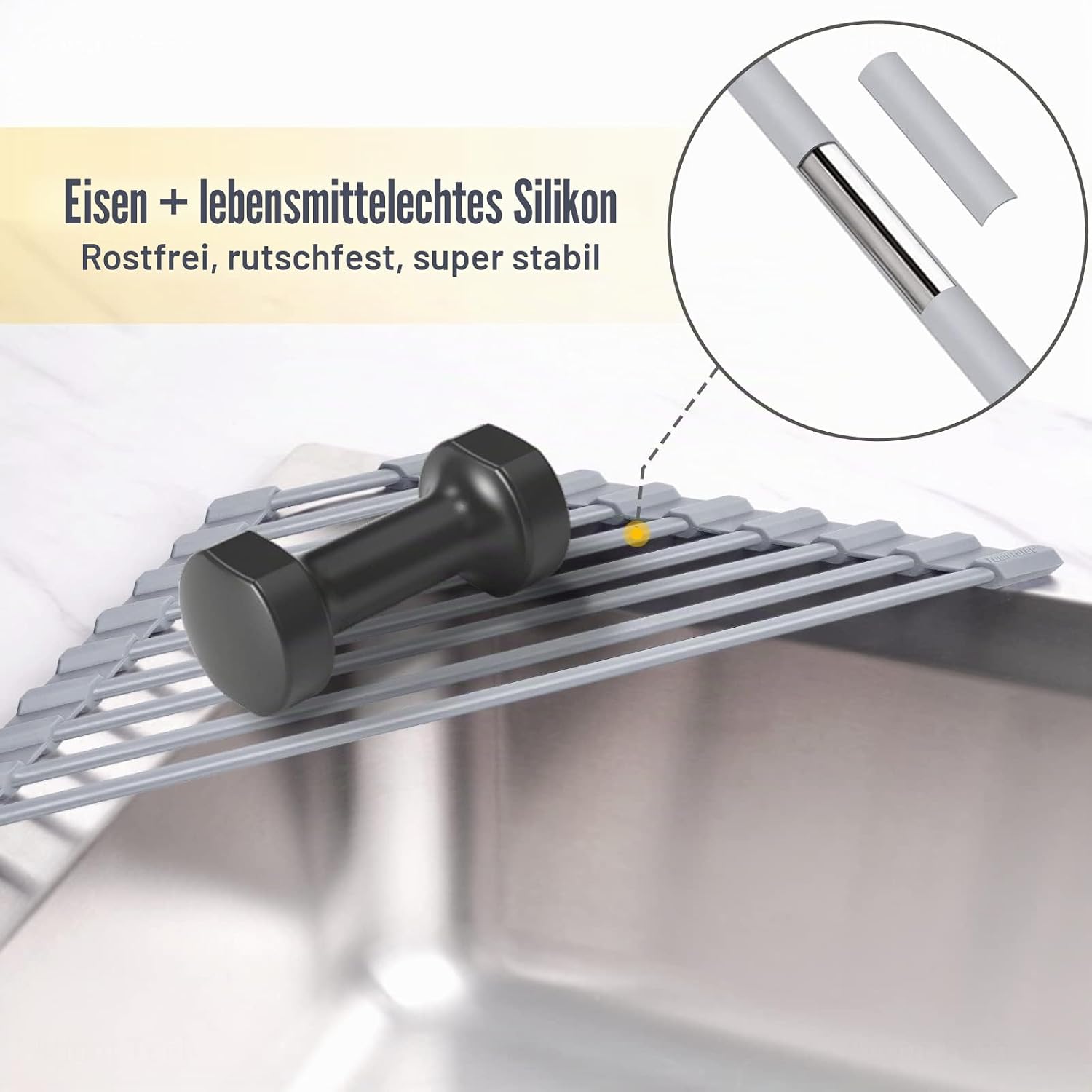 Edelstahl dreieckiges Abtropfgestell mit Silikon Kuechen Organizer platzsparend