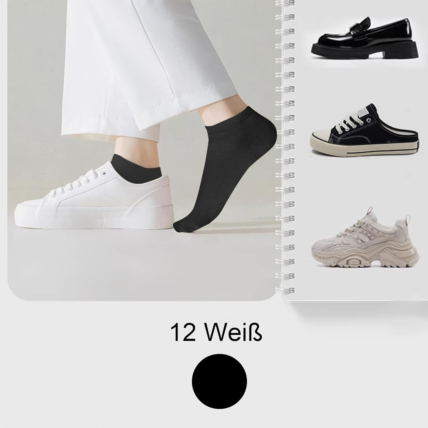 12 Paar Sneakersocken Kurz Unisex Baumwolle Groessen