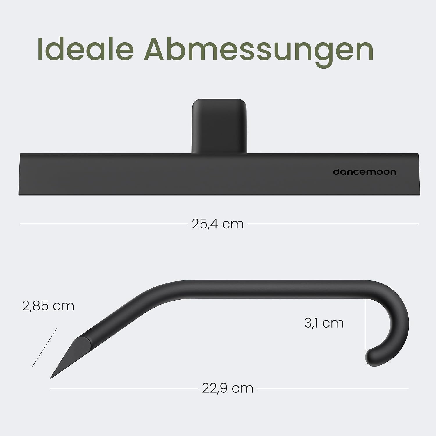 Duschabzieher Silikon 25 cm Schwarz mit Haken fuer Dusche und Fenster