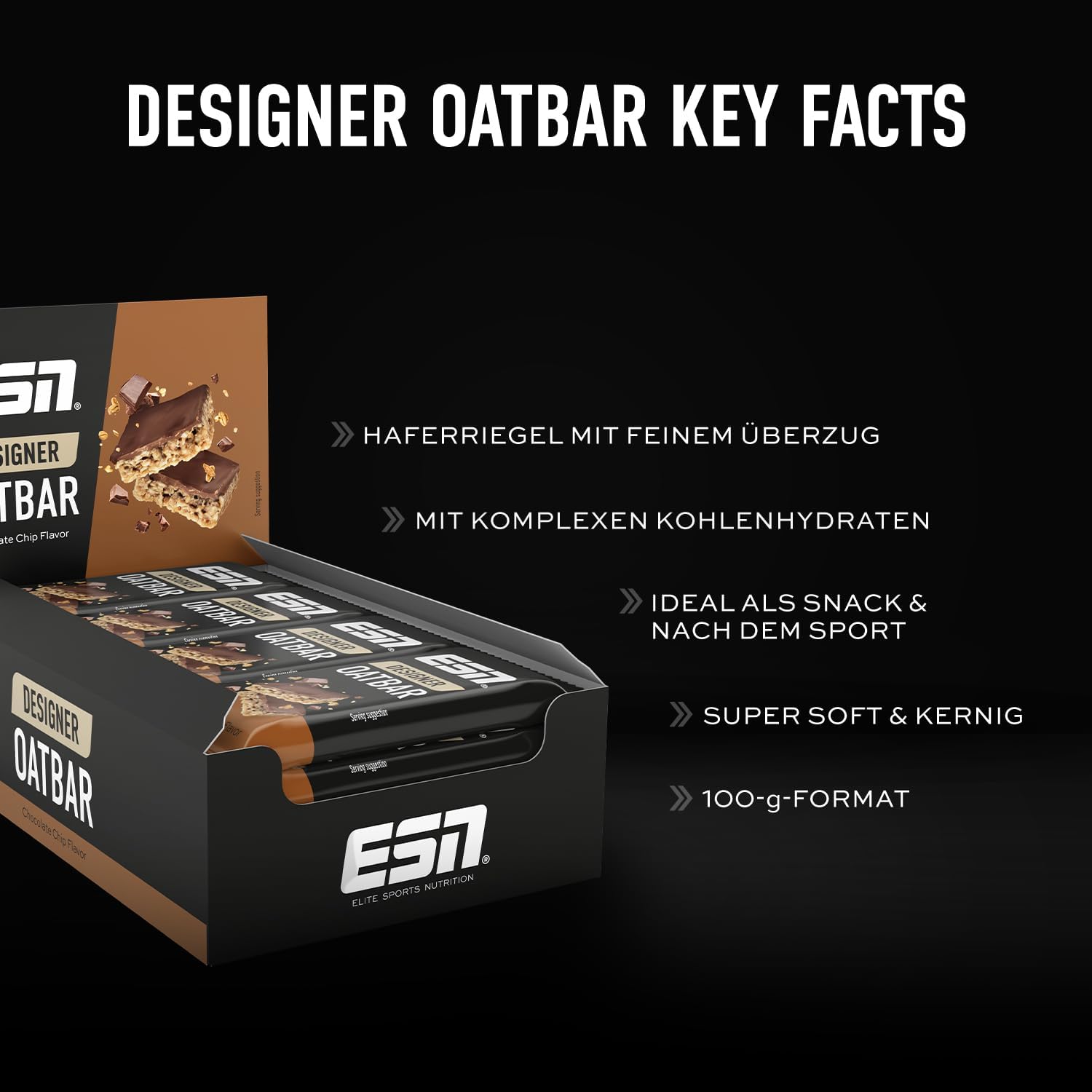 ESN Designer Oat Bar 12 x 100 g Schoko Chip Hafer Riegel verschiedene Sorten