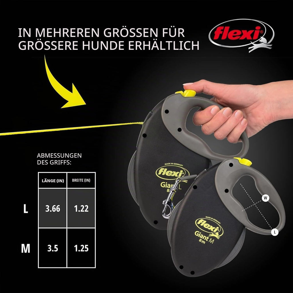 Flexi Giant Neon Bandleine 10,5cm-10m fuer Hunde bis schwarz