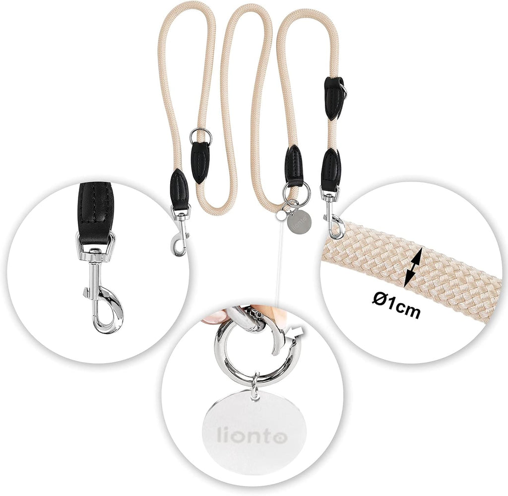 lionto verstellbare Multifunktionsleine 200 cm wetterfest rostfreie Karabiner