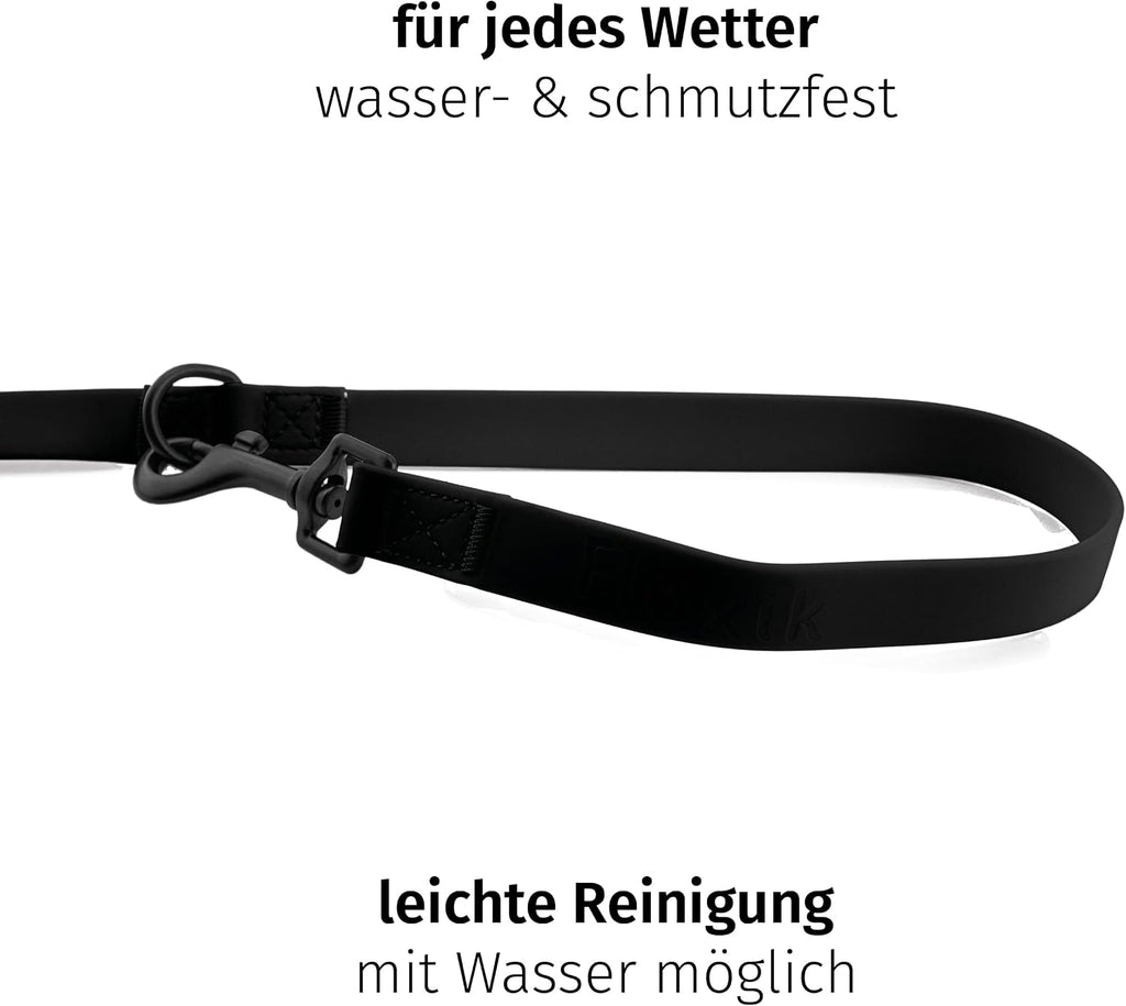 Floxik PVC Hundeleine verstellbar 2m-3m Schwarz - wasserfest schmutzabweisend