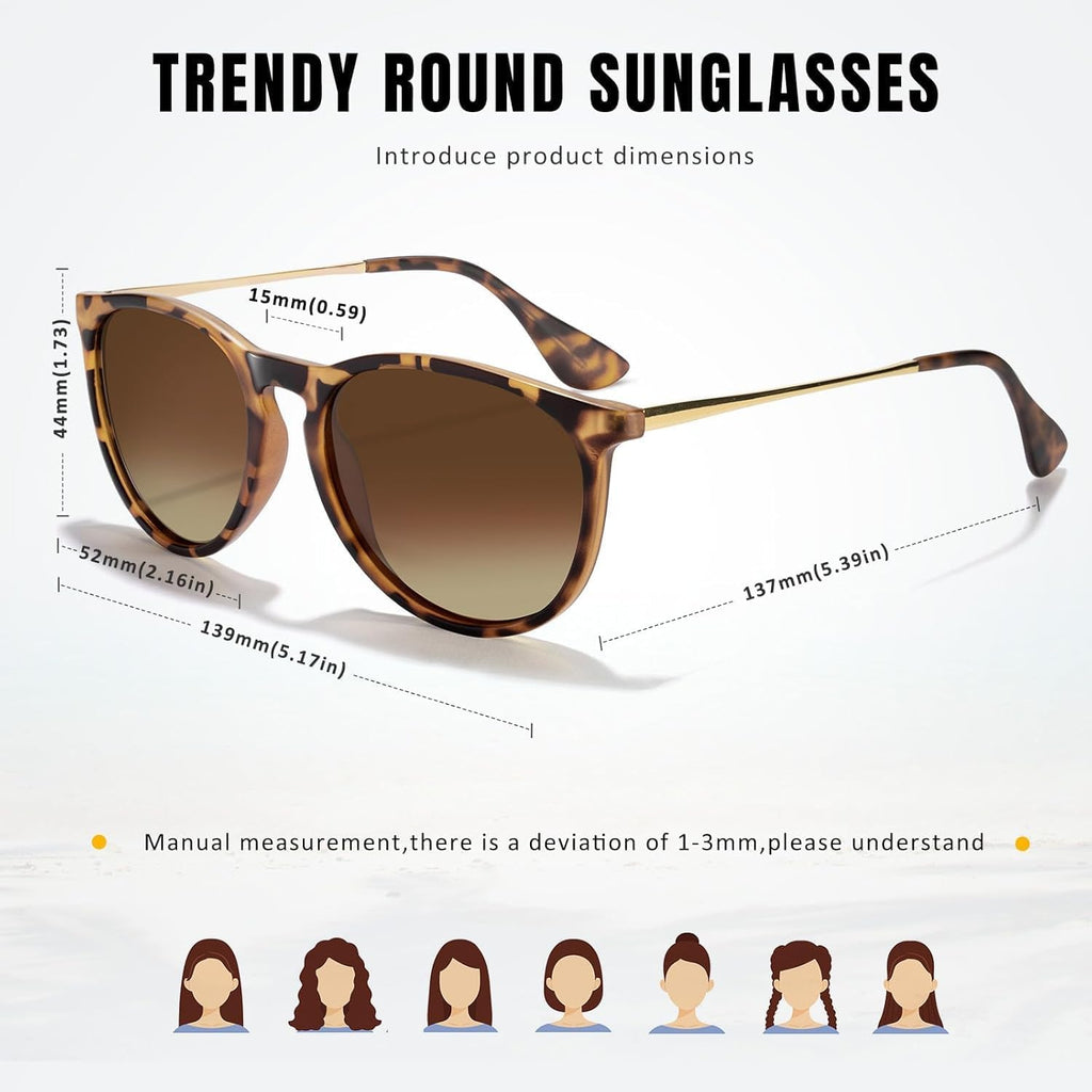 Charfia Polarisierte Sonnenbrille Damen und Herren rund UV-Schutz