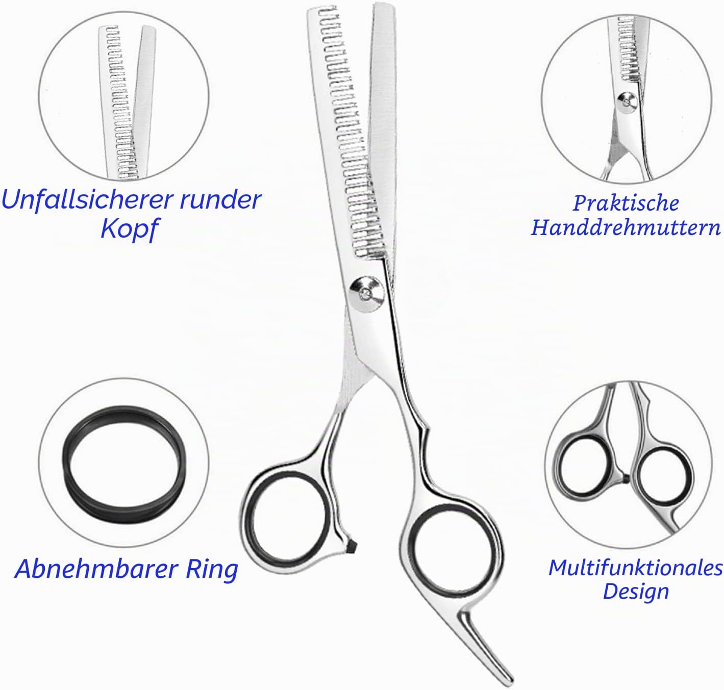 Effilierschere 6,7 Zoll Edelstahl Profi Haarschere fuer Salon und Zuhause