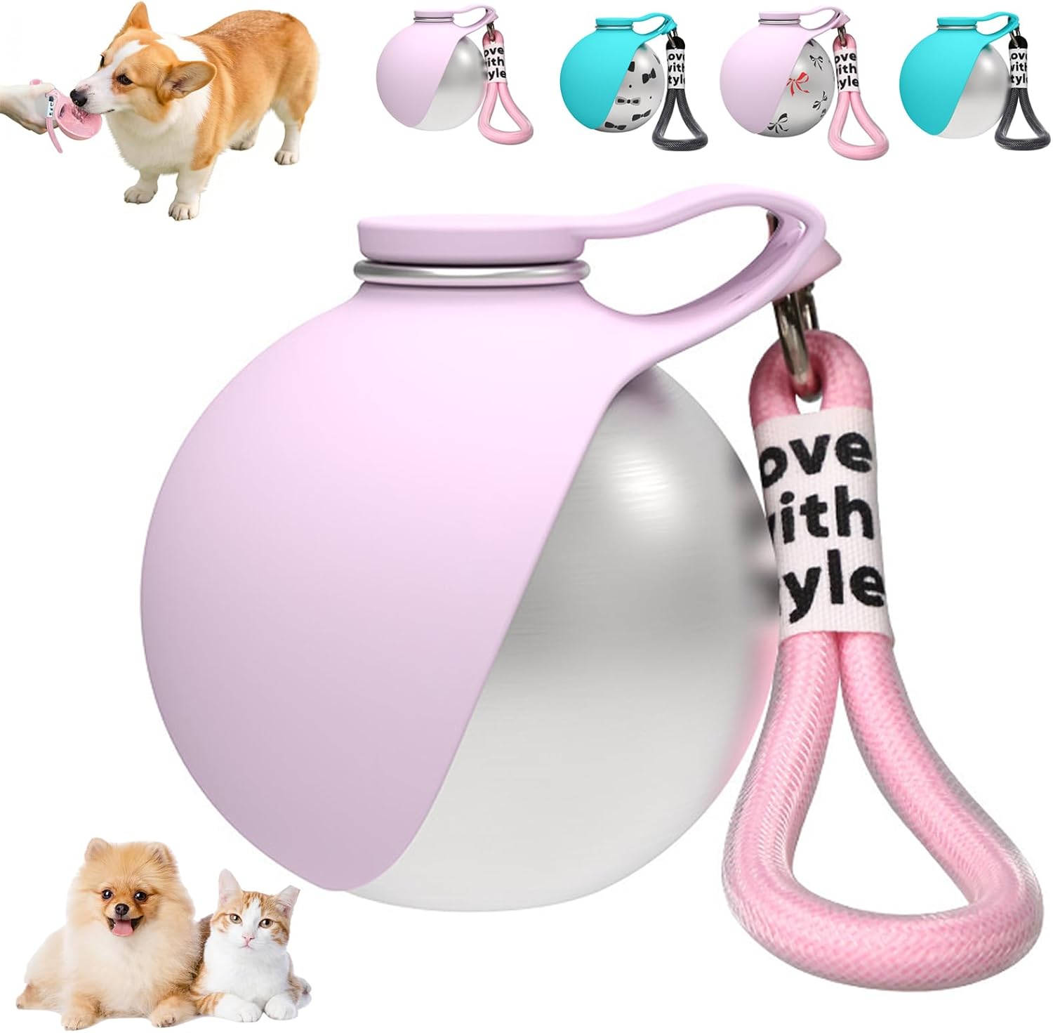 Edelstahl Hundetrinkflasche mit faltbarem Silikonnapf auslaufsicher