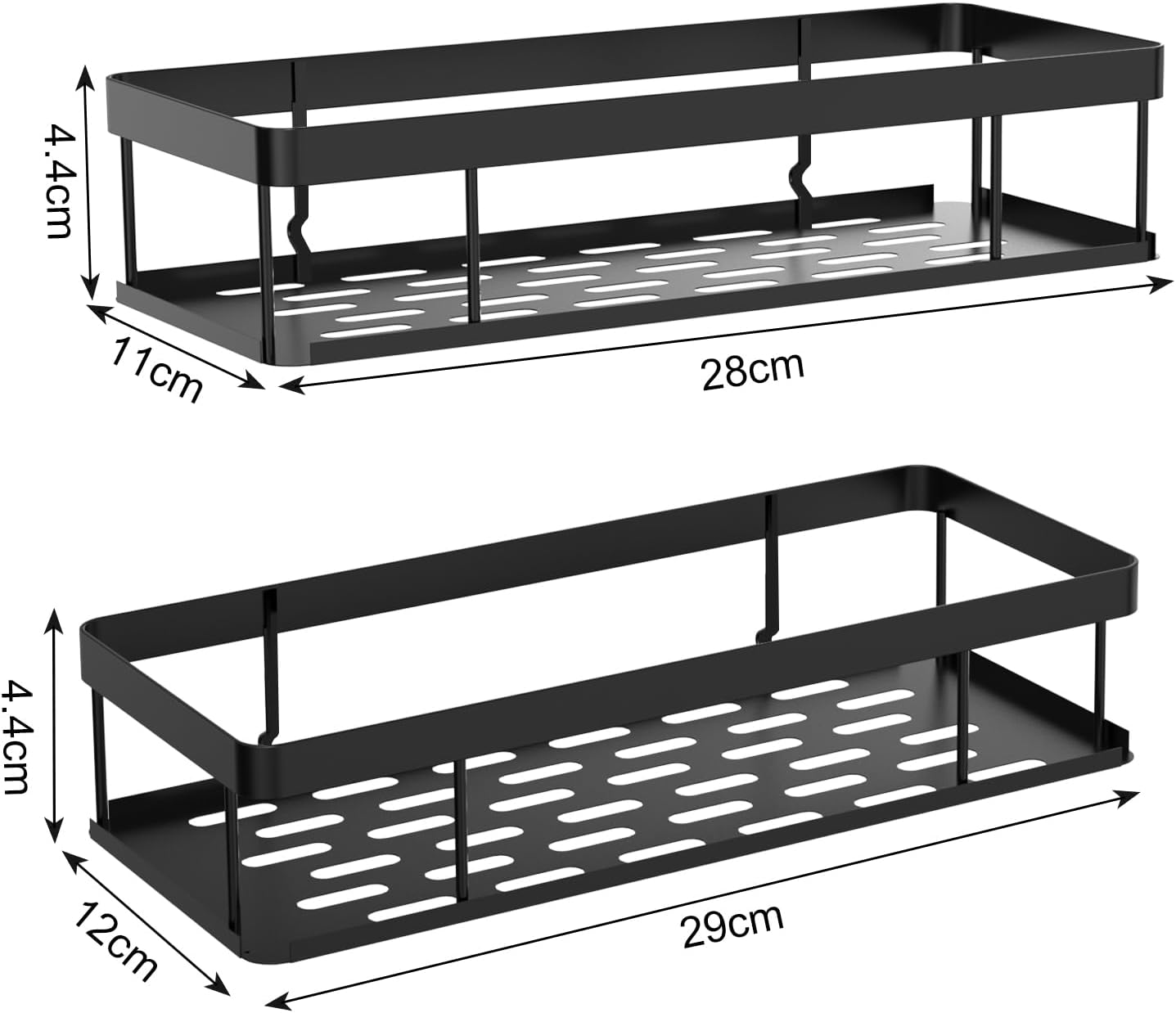 Duschablage ohne Bohren 4er Set Schwarz Edelstahl Ablagekoerbe