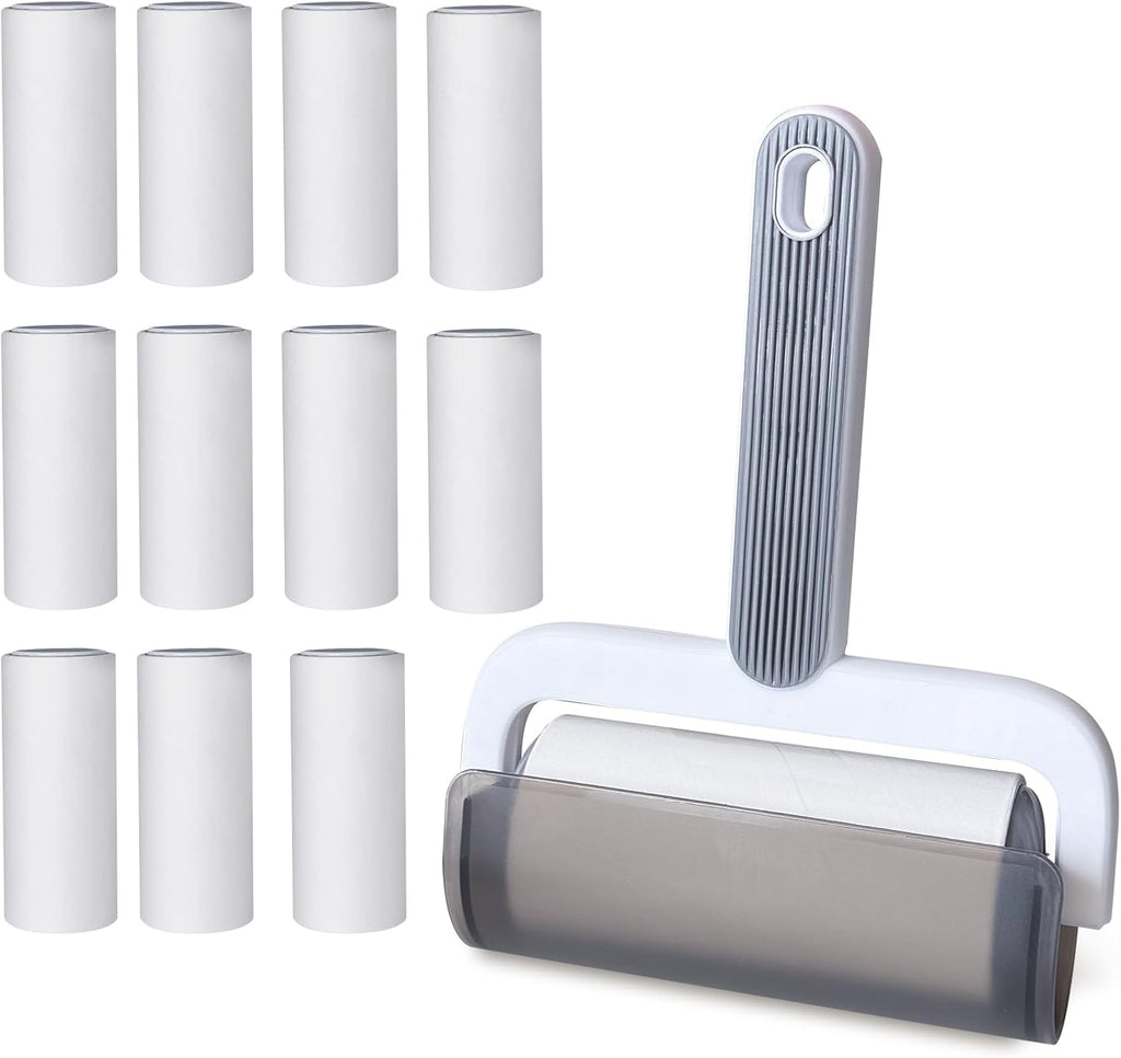 Fusselrollen Set 6 Rollen + 2 Abroller mit Staubschutzhuelle, 60 Blatt/Rolle