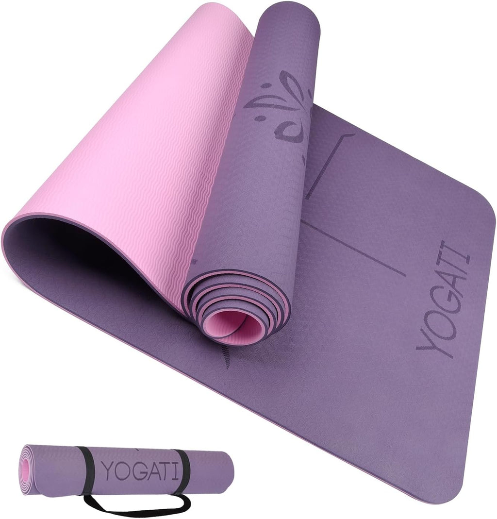 YOGATI Yogamatte rutschfest Gymnastikmatte mit Tragegurt Fitness Matte
