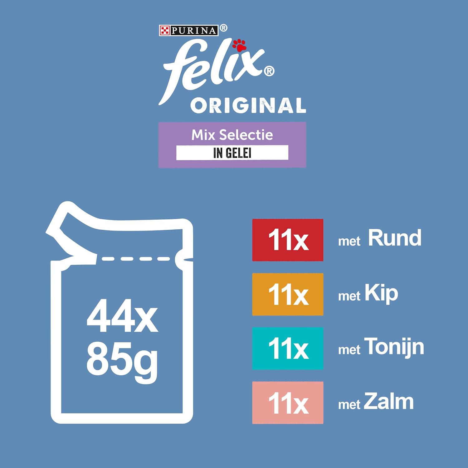 Felix Katzenfutter Mix in Gelee 44 x Huhn Lachs Thunfisch