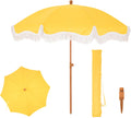 PHI VILLA Sonnenschirm Balkon 200 cm knickbar rund mit Fransen, UPF 50+