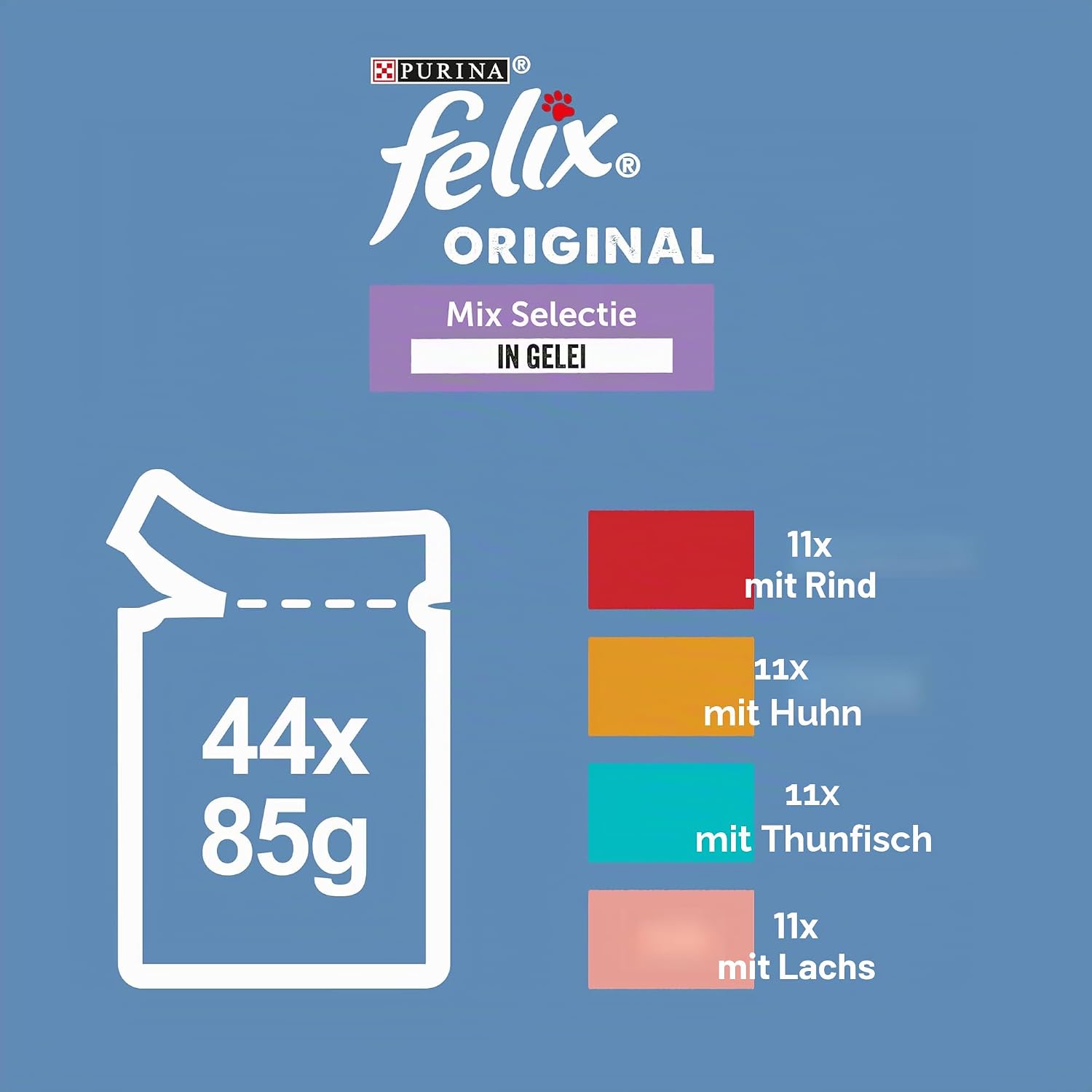 Felix Katzenfutter Mix in Gelee 44 x Huhn Lachs Thunfisch