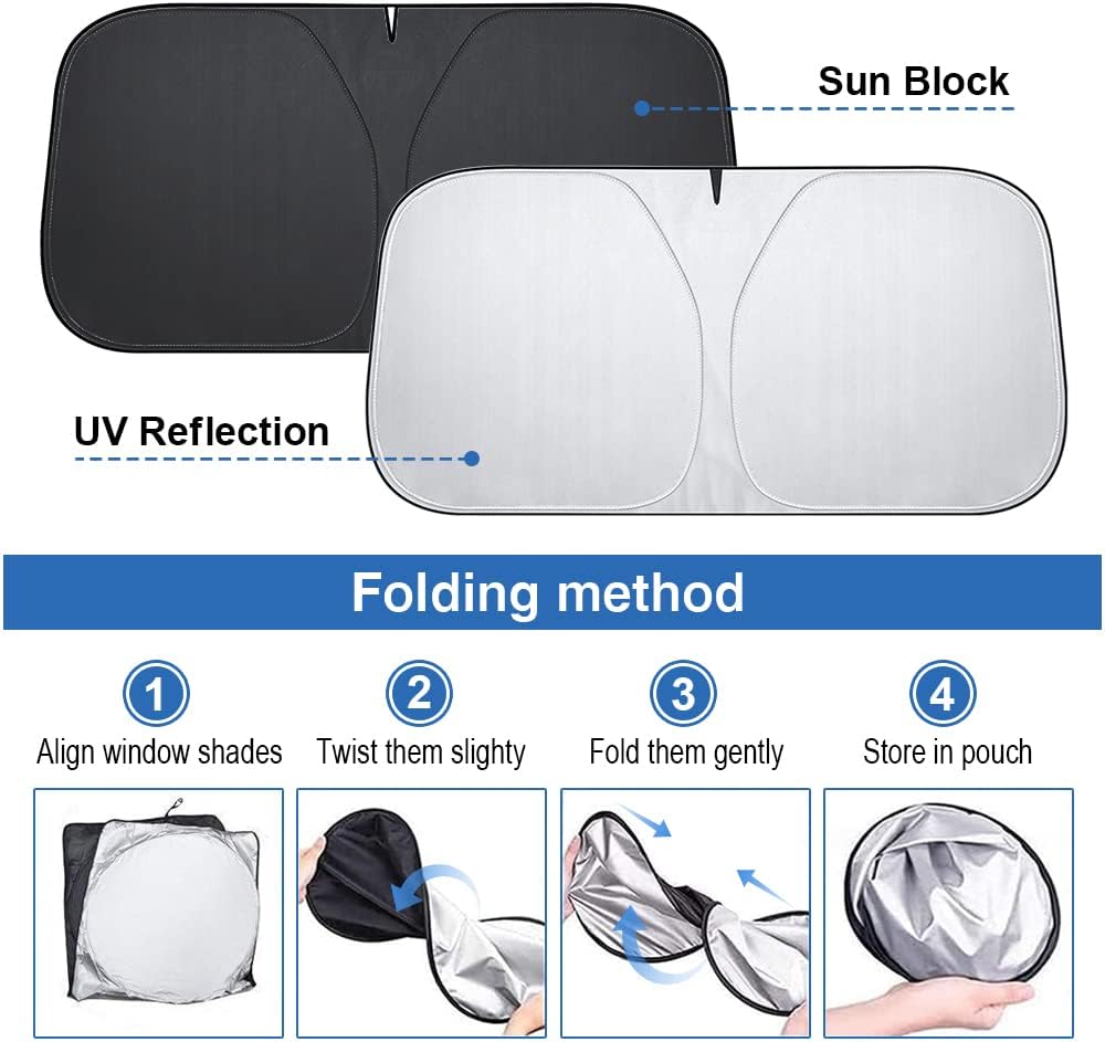 Bseical Sonnenschutz Frontscheibe 136×65 cm Innen Sonnenblende UV Hitzeschutz