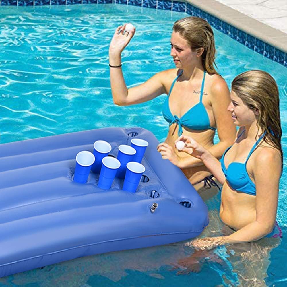 Faburo Luftmatratze 175x75x15 cm aufblasbar mit Getraenkehalter Pool Float
