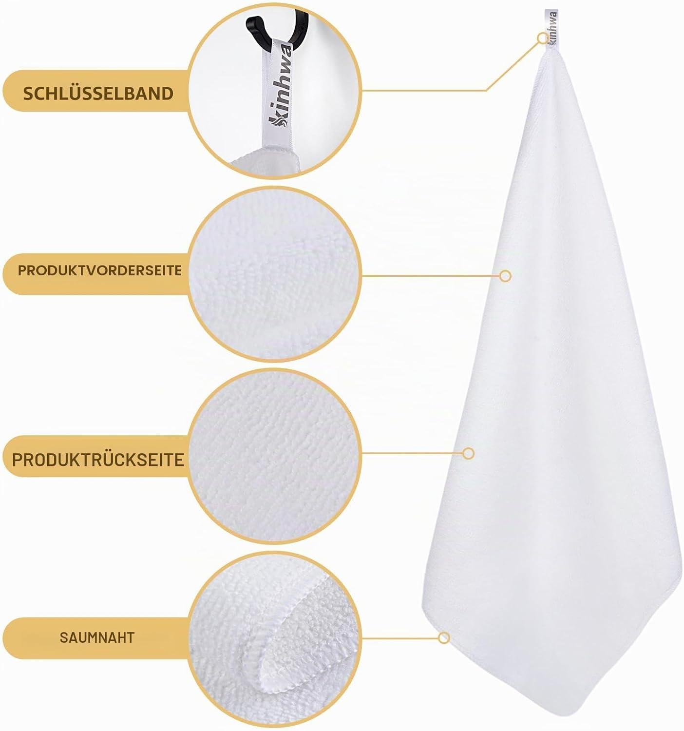 KinHwa Mikrofaser Handtuch 2er Pack 40x70 cm Grau hochsaugfaehig 70cm-100cm