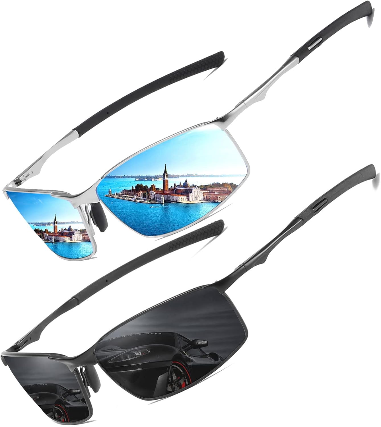 LEDING&BEST Polarisierte Piloten Sonnenbrille Metallrahmen Unisex