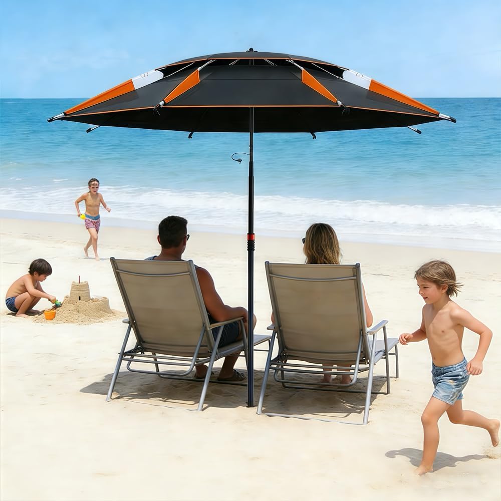 Strandschirm 160 cm Ø mit 360° Schwenk, winddicht, UV50, Tragetasche