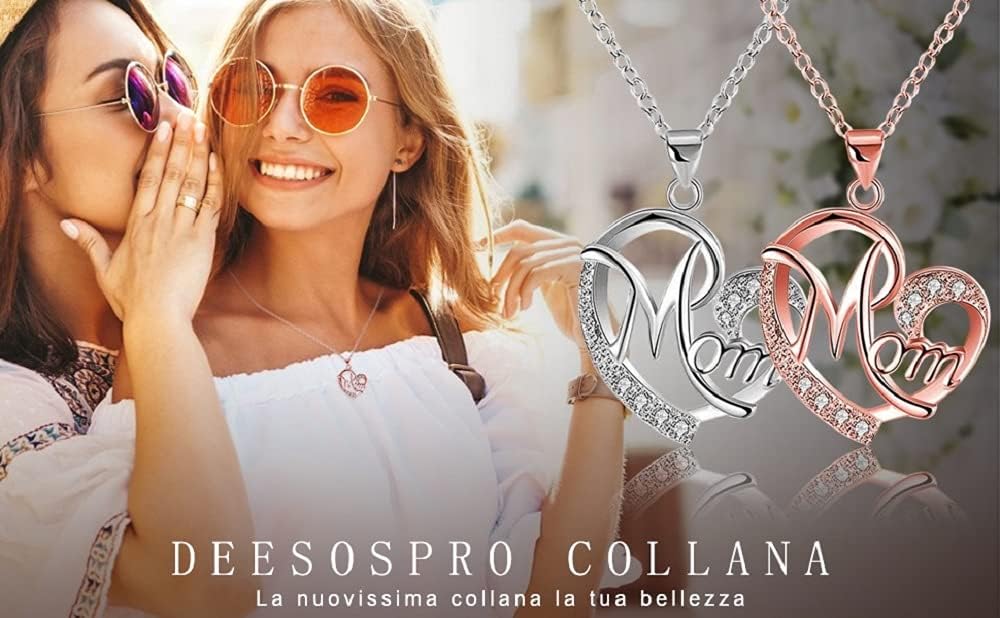 Halskette Muttertag Herz Anhaenger Diamant verschiedene Farben Geschenk fuer Mama