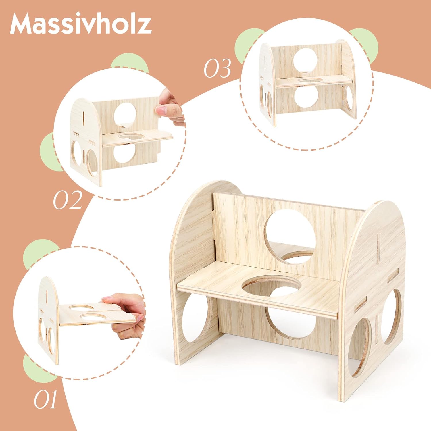 6x Hamster Holzspielzeug Set DIY Haus Kauspielzeug Zubehör für Kleintiere