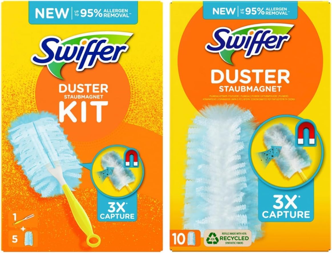 Swiffer Staubmagnet Starter Set Griff mit 13 Staubtuechern