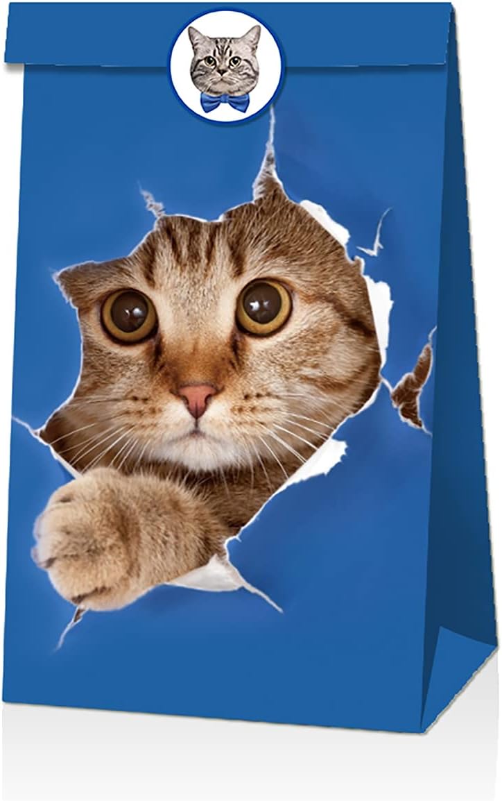 Geschenktueten 12er Set Katzenmotiv Papiertueten Goodie Bags Party Suessigkeiten