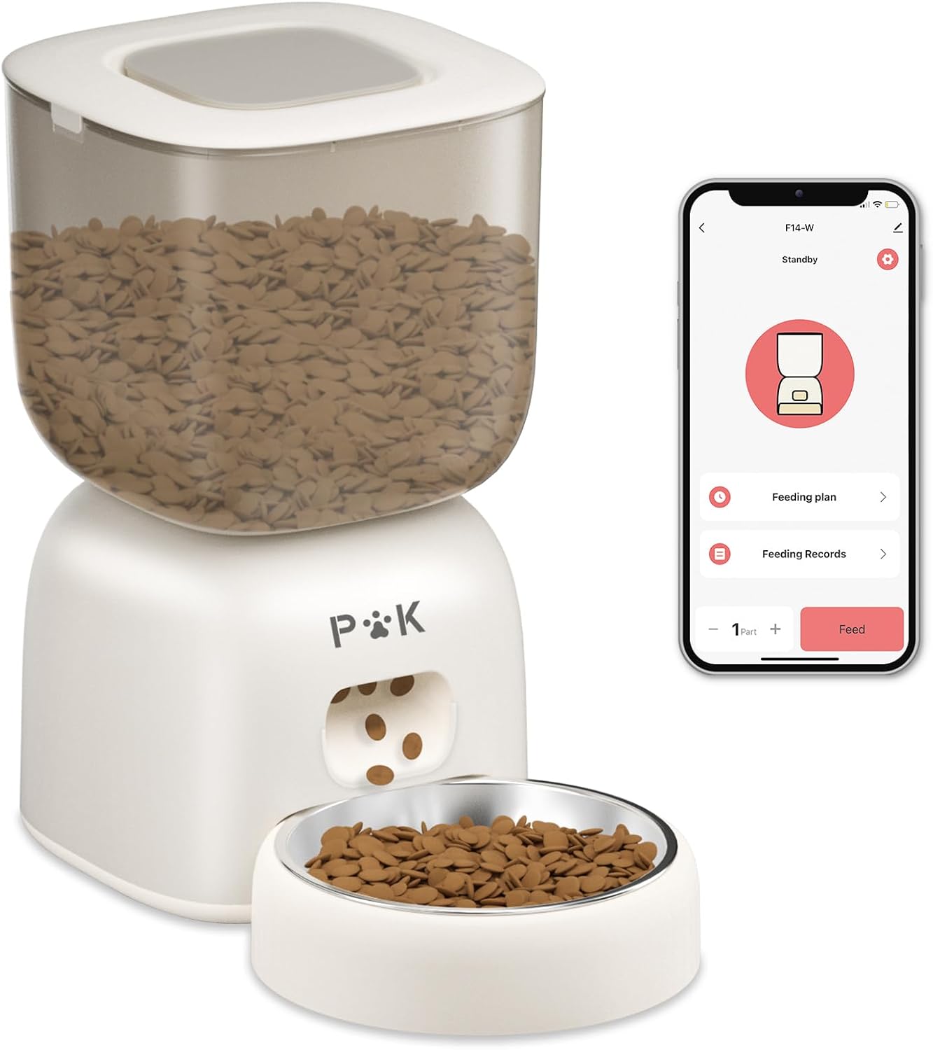 PUPPY KITTY Futterautomat fuer Katzen mit WiFi App und Edelstahlnapf
