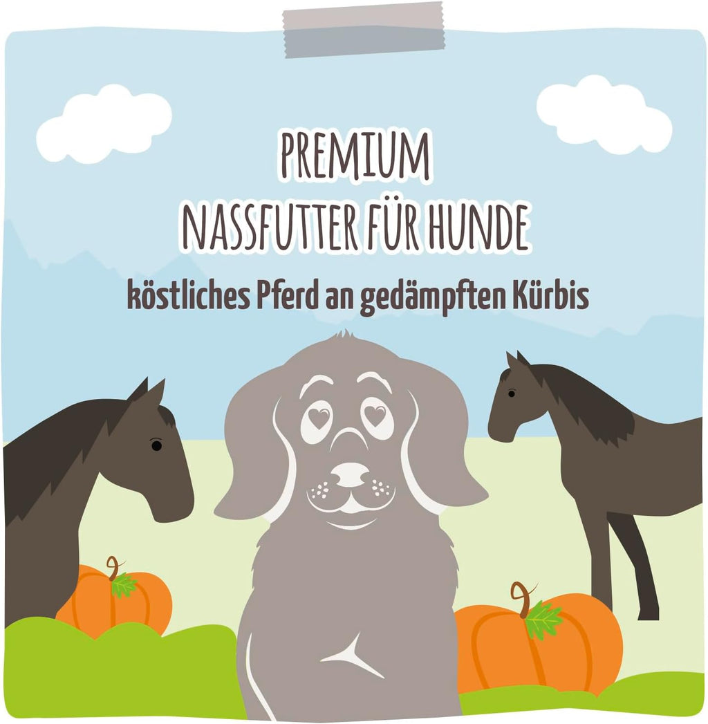 MjAMjAM Nassfutter Hund Pferd mit gedaempftem Kuerbis getreidefrei 400g