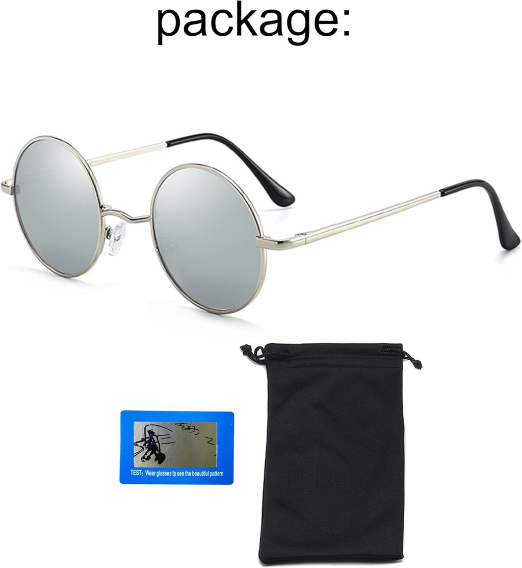 Polarisiert Sonnenbrille Herren Damen UV400 Metallrahmen rund Retro