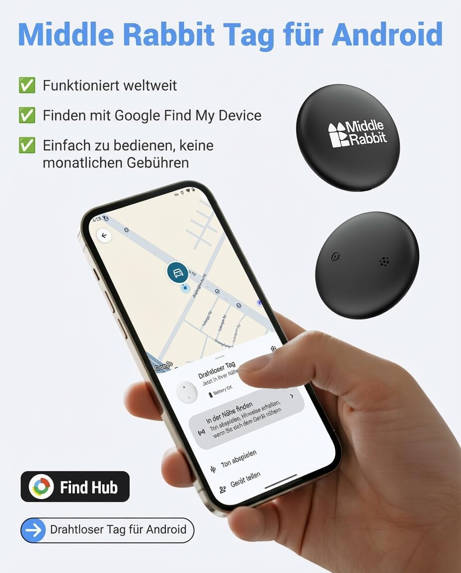 GPS Tracker fuer Hunde wasserdicht IPX6 Mini Ortungs-Tag fuer Halsband ohne Abo