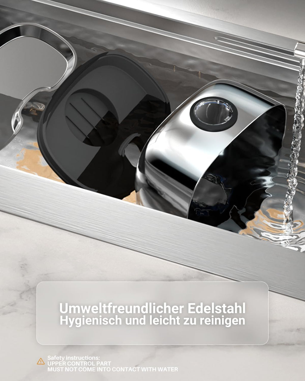 Kabelloser Trinkbrunnen fuer Hunde Katzen, 4000mAh, LED Sensor, Edelstahl, 4‑S