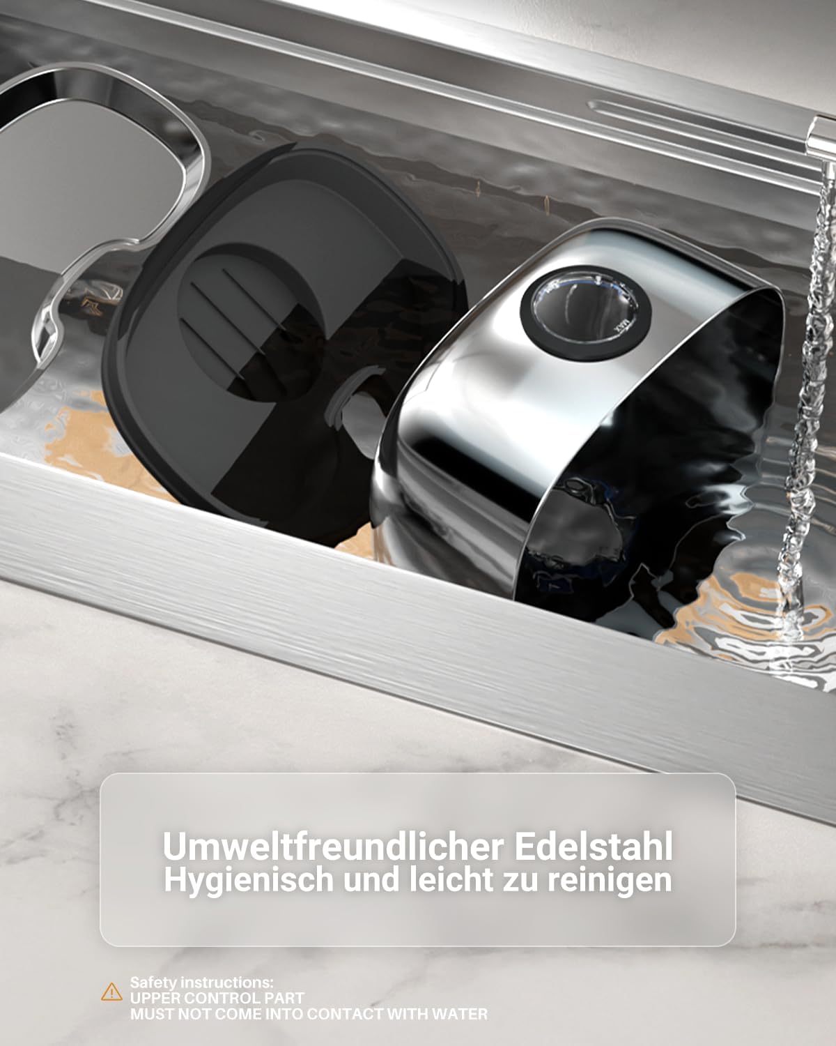 Kabelloser Trinkbrunnen fuer Hunde Katzen, 4000mAh, LED Sensor, Edelstahl, 4‑S
