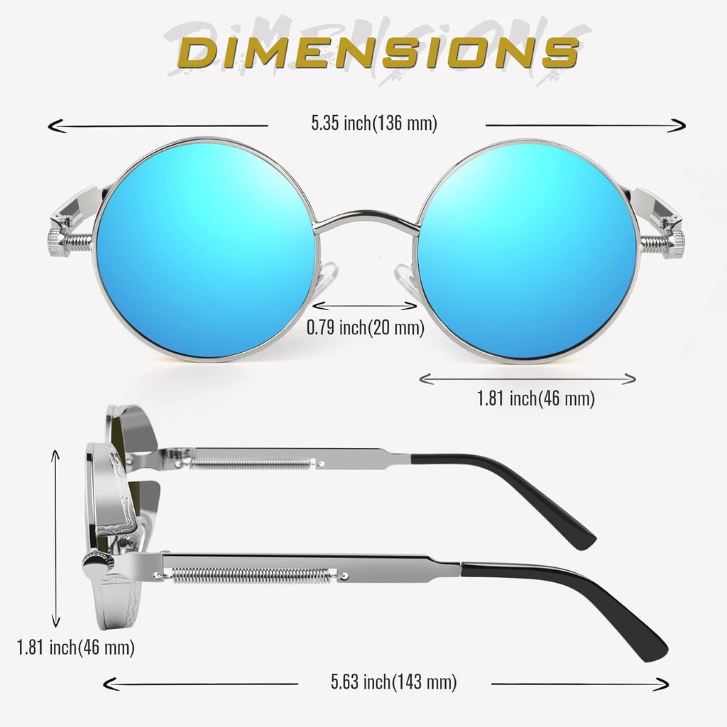 GQUEEN Steampunk Sonnenbrille rund polarisiert UV400 Herren Damen