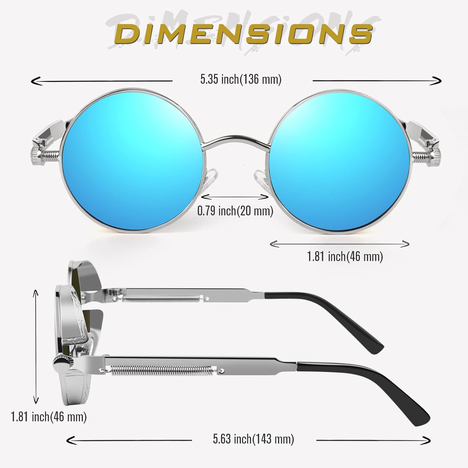 GQUEEN Steampunk Sonnenbrille rund polarisiert UV400 Herren Damen