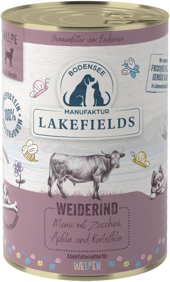 Lakefields Welpenfutter Nass Huhn 61% 6x800g verschiedene Sorten getre
