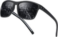 Polarisierte Sport-Sonnenbrille UV400 Herren Damen rechteckig Schwarz