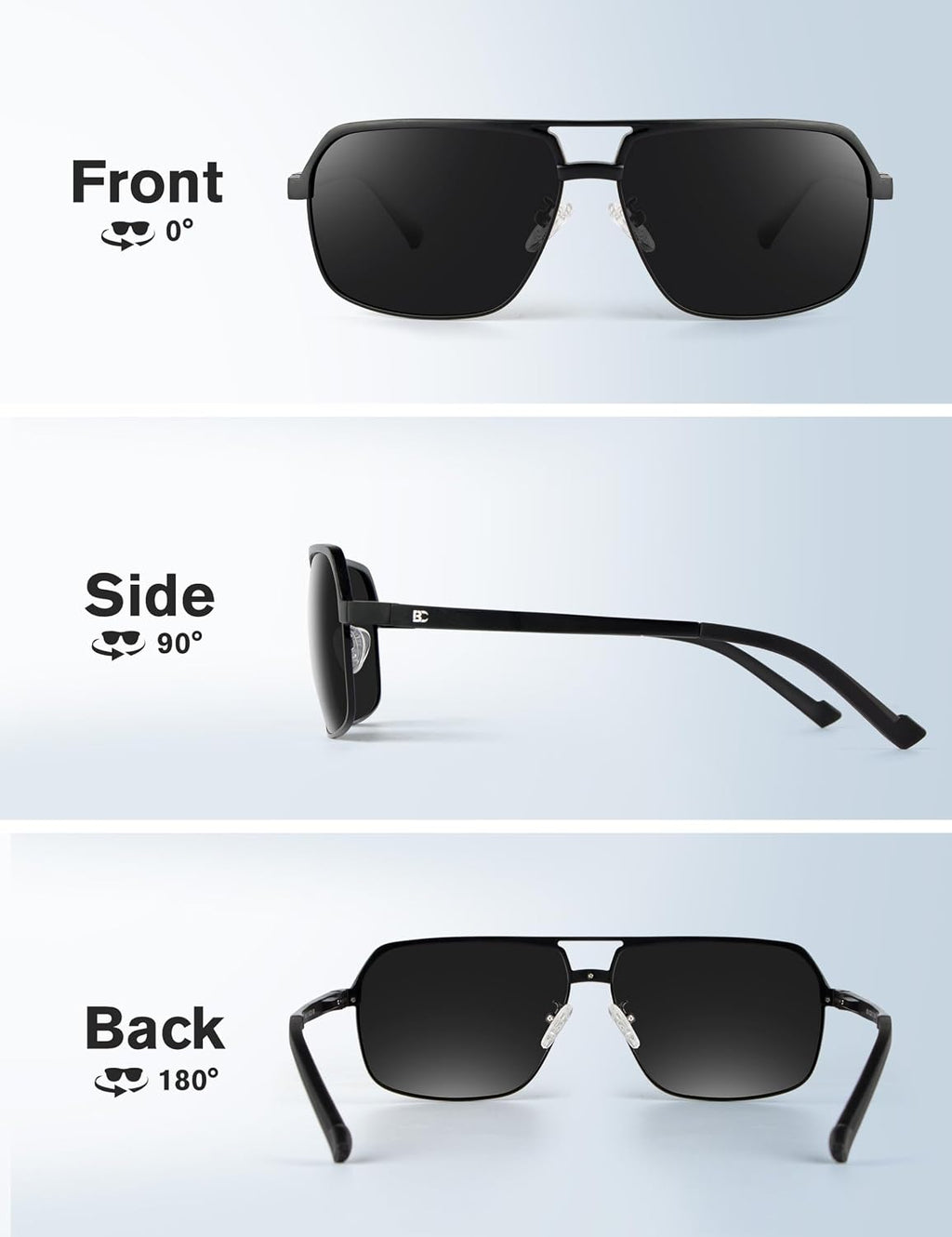 Polarisierte Herren Sonnenbrille Retro Schwarz 100% UV Schutz Fahren Angeln