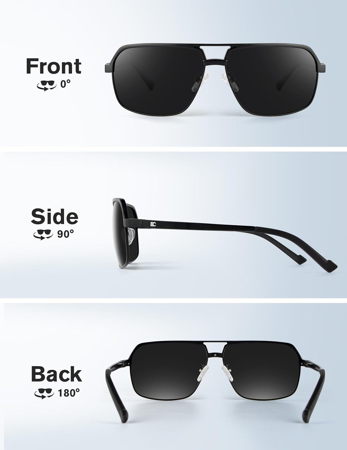 Polarisierte Herren Sonnenbrille Retro Schwarz 100% UV Schutz Fahren Angeln