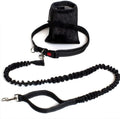 Hundeleine Freihand mit Hüftgurt Bungee Leine mit Tasche Schwarz