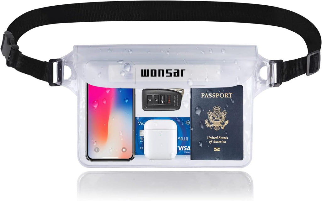 WONSAR wasserdichte Handyhuelle Beutel mit verstellbarem Gurt, transparent