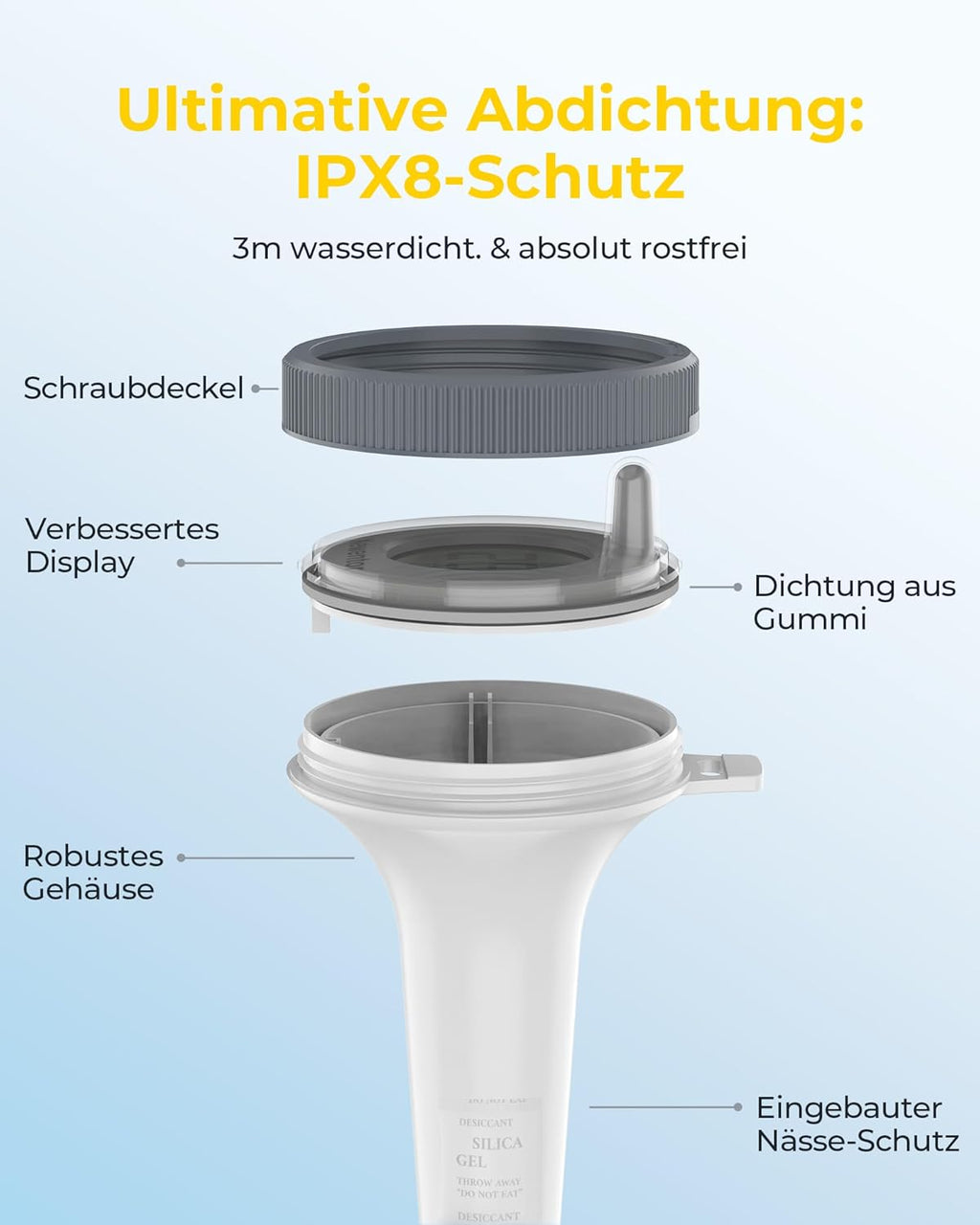 Newentor Funk-Poolthermometer schwimmend mit Basisstation, 100 m Reichweite, 6 M
