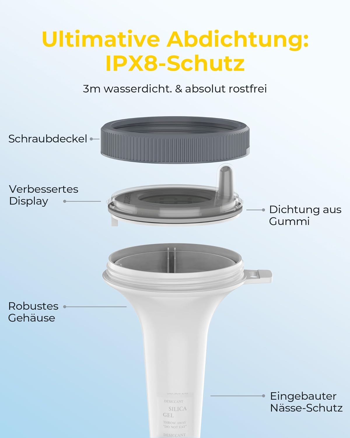 Newentor Funk-Poolthermometer schwimmend mit Basisstation, 100 m Reichweite, 6 M