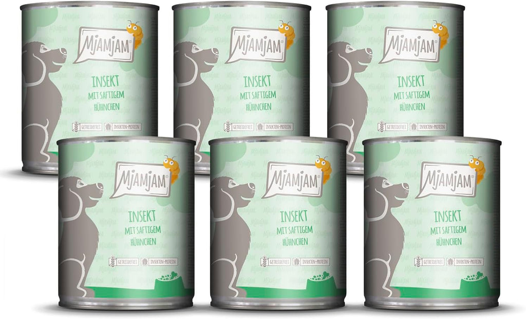 MjAMjAM Nassfutter Hund Insektenprotein mit Huehnchen 6 x 800 g getreidefrei