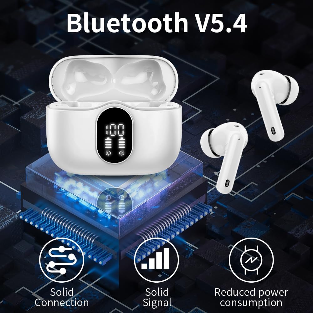 Btootos Bluetooth 5.3 In-Ear Kopfhoerer Sport ENC 40h Akkulaufzeit LED Anzeige Hi