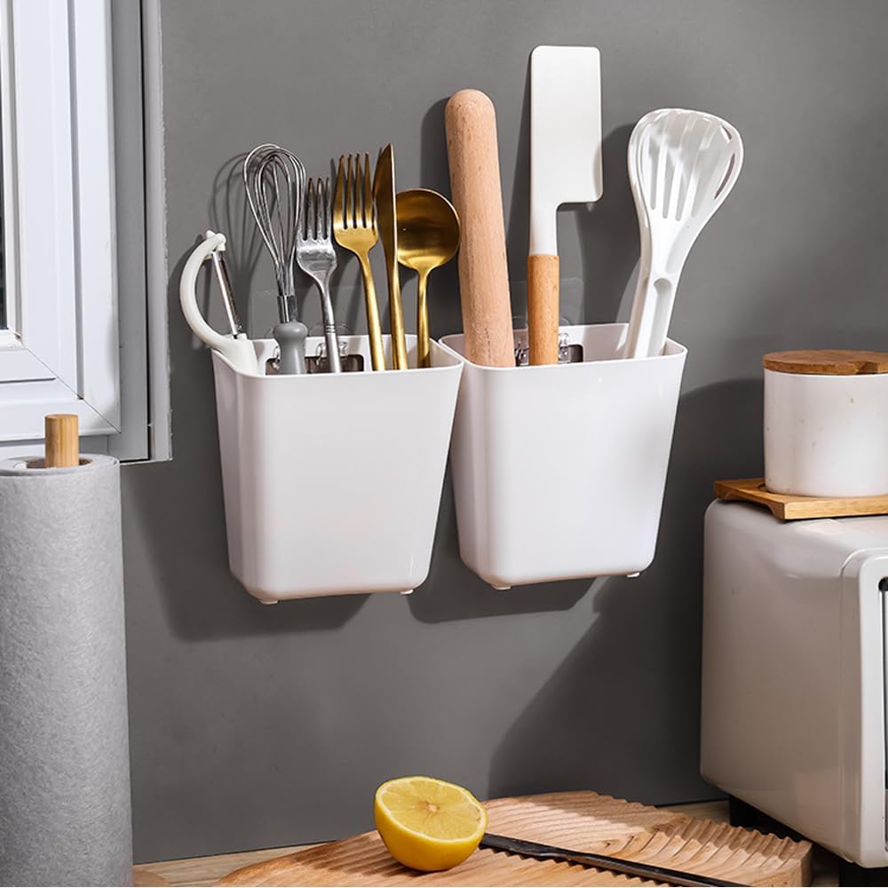4er Set selbstklebende Aufbewahrungsbox fuer Kuechenschrank Wandmontage Organizer