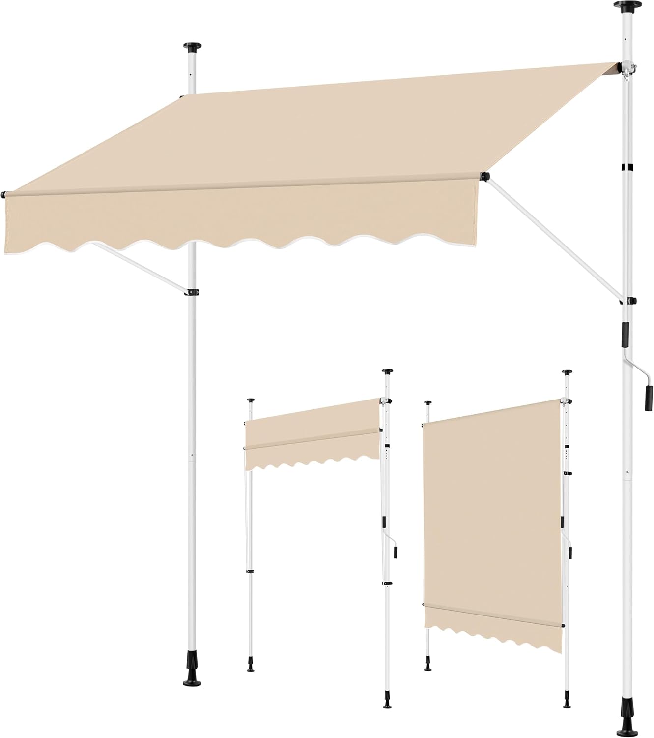 Yaheetech Klemmmarkise Balkonmarkise 300 cm Breite hoehenverstellbar 150cm-300cm