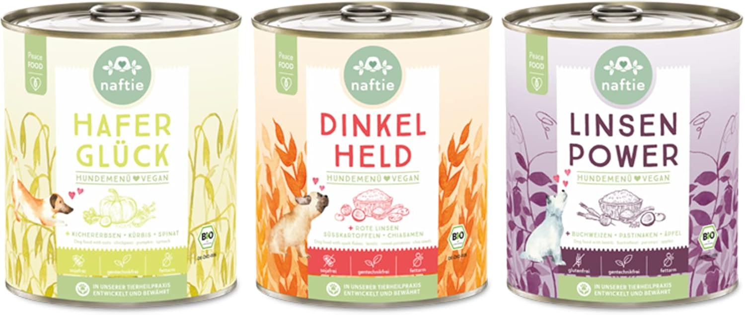 Veganer Hundenassfutter Mixpaket 3 Sorten 6x800g rein pflanzlich